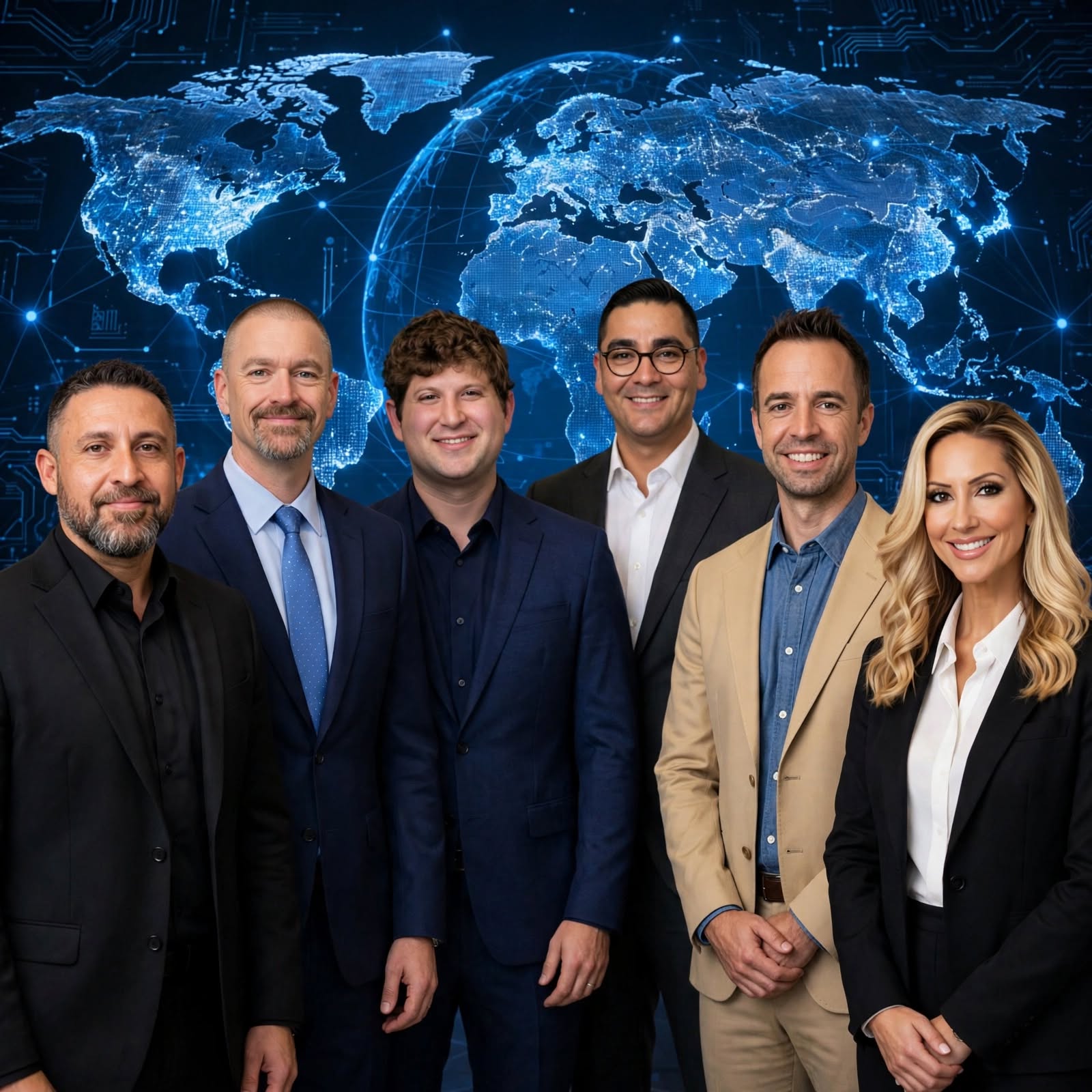 A corporate team working together